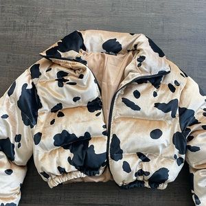 Cow print crop jacket